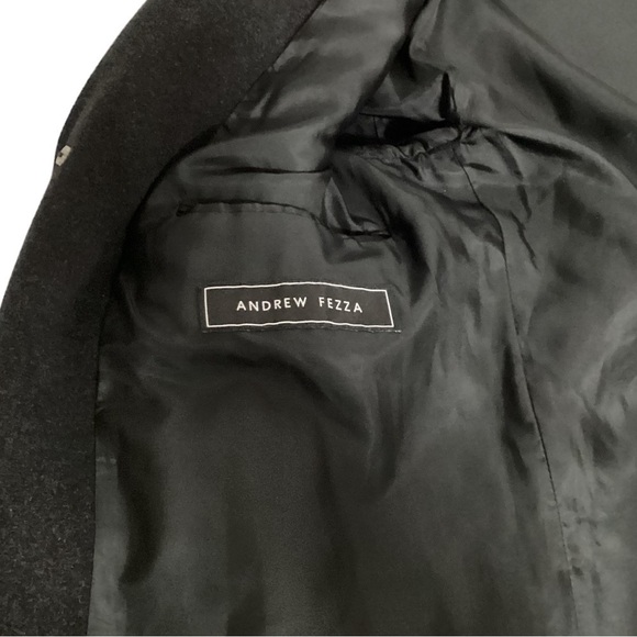 Andrew Fezza Cashmere Blend Charcoal Grey Button Up Long Coat Size S-42 - Picture 11 of 13